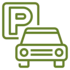 Icon von einem Auto, hinter dem ein Parksymbol ist