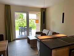 Bachhof Resort, Ferienwohnung Apartments mit Essbereich und Terrasse