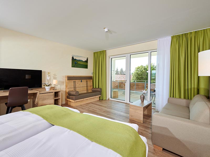 Bachhof Resort, Doppelzimmer Typ Gäuboden Schlafzimmer